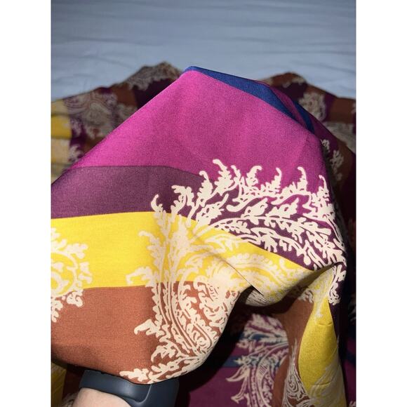 Democracy Top Tunic Plus Size 1X Paisley Multicolored Striped Shirt Tie Beads - Picture 11 of 11